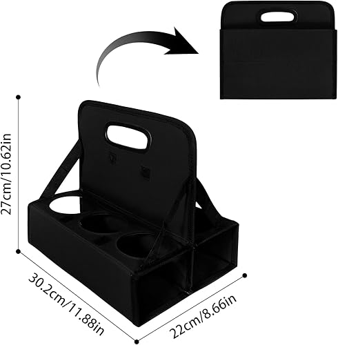 Miniatura 4 de BOHEMIABY Transportador de bebidas con asa reutilizable, portador de bebidas portátil para 6 tazas, portador de café plegable, para llevar cócteles,