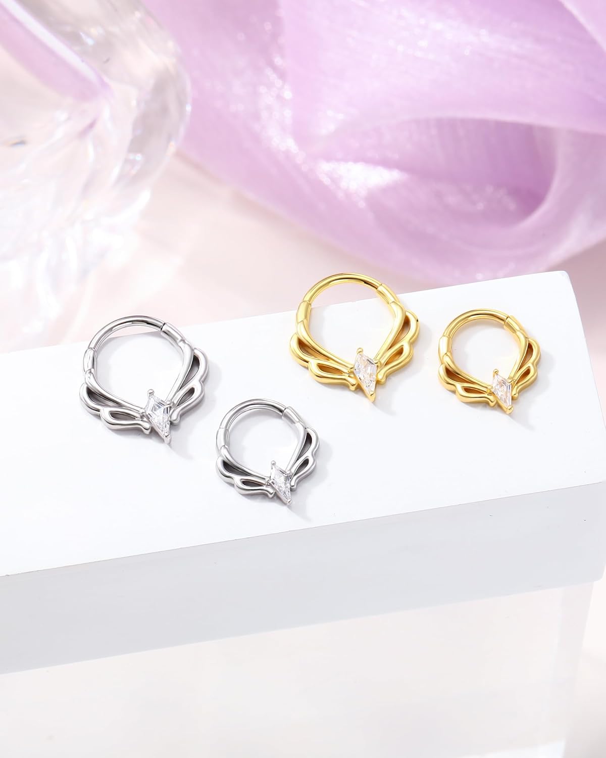 Jewseen 16G Kite Septum Rings 316L Surgical Steel Septum Jewelry 8MM 10MM Gold Daith Piercing Jewelry Surgical Steel Dainty Helix Daith Earring For Women - Image 5