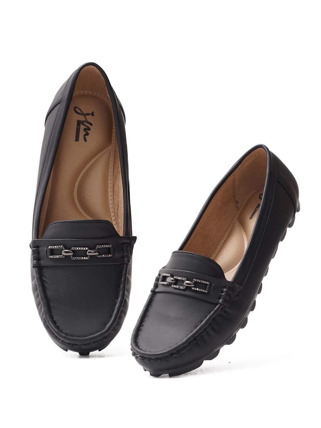 jm looks Women's Comfortable Loafers with Elegant Chain Buckle for Women & Girls-picture-25