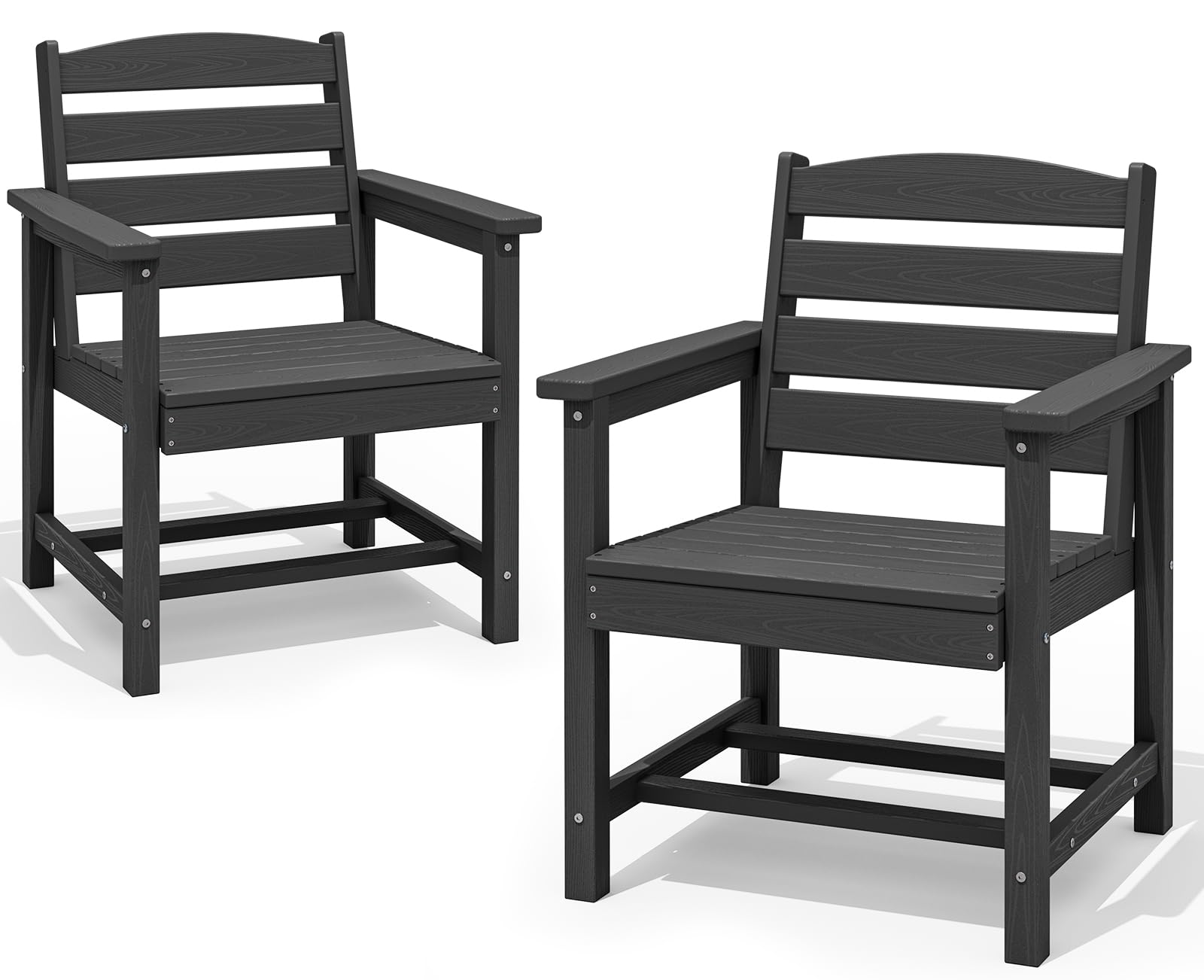 SERWALL Patio Dining Chair Set of 2,All Weather HDPE Dining Chair, Black | Outdoor Dining Chairs built to last with 330 lb capacity. Compact 23.4"x23.6"x33.6"H. Weatherproof &amp; easy to clean.