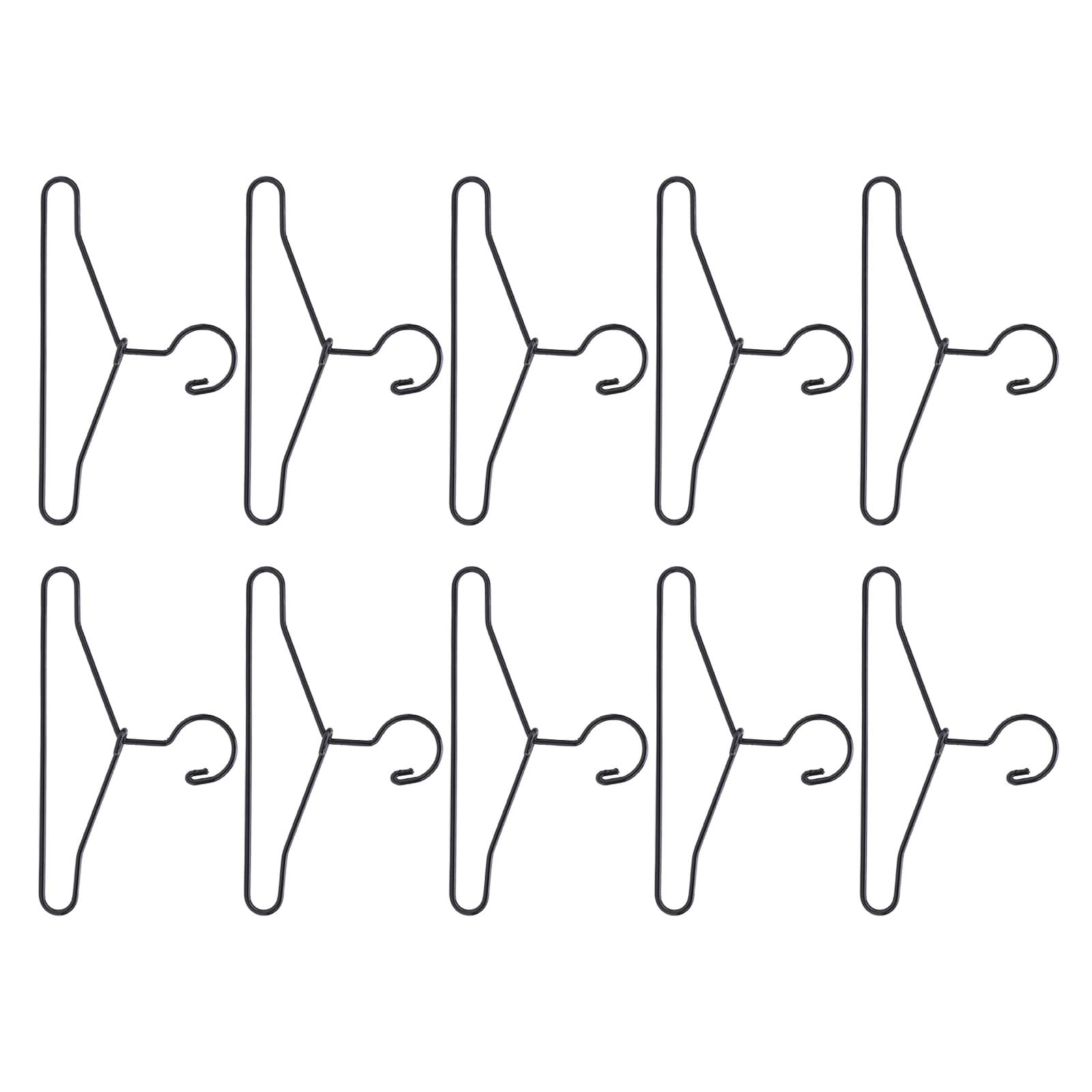 10Pcs Miniature Doll Clothes Metal Hangers Lightweight Cartoon Closet Decor Accessories - Black 65mm for Neat Wardrobe Storage (65mm)