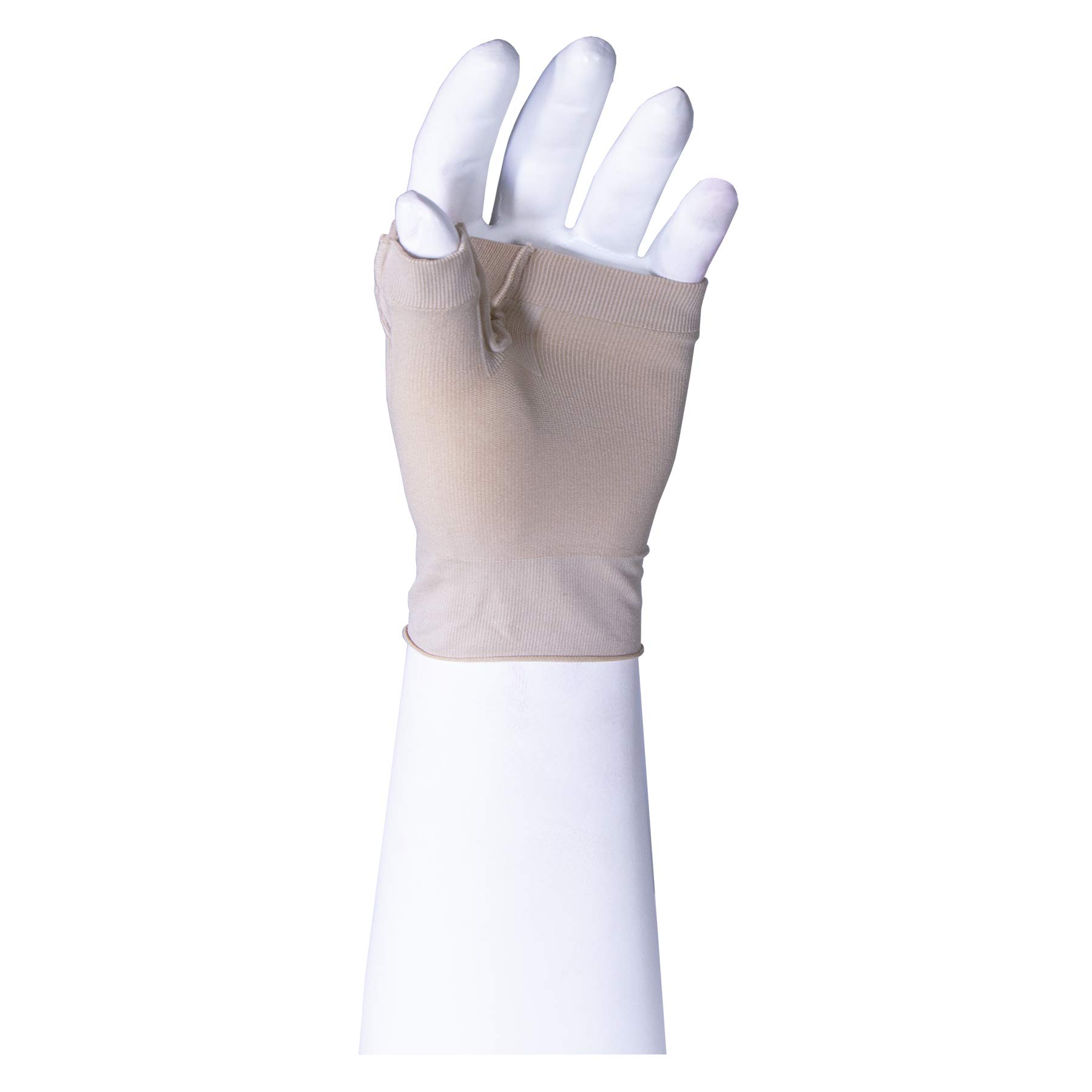 Truform Lymphedema Compression Gauntlet, 15-20 mmHg Post Mastectomy Support, Beige, Large