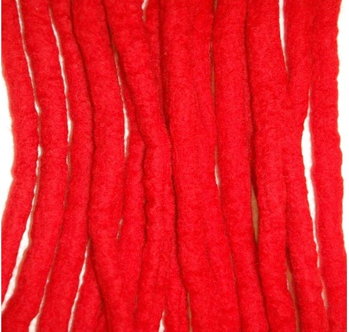 Red Handmade Wool Dreadlocks Double Ended DE Merino Wool Dreads