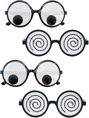 4 gafas de ojos Googly Eyes, gafas de fiesta de cosplay, gafas divertidas con efecto vértigo para fiesta, disfraz de ojos agitados