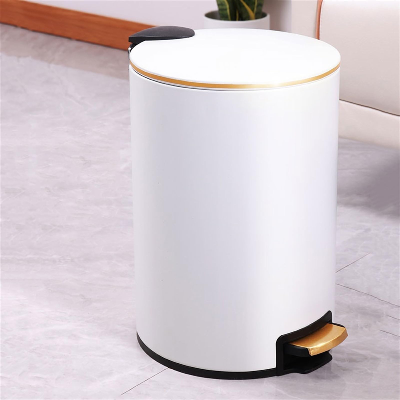Cestino Pattumiera for la casa con Coperchio Ampio Soggiorno Cestino for la Carta igienica Bagno Camera da Letto Cucina Cestino Papeleras para Cocina(Black,6L)