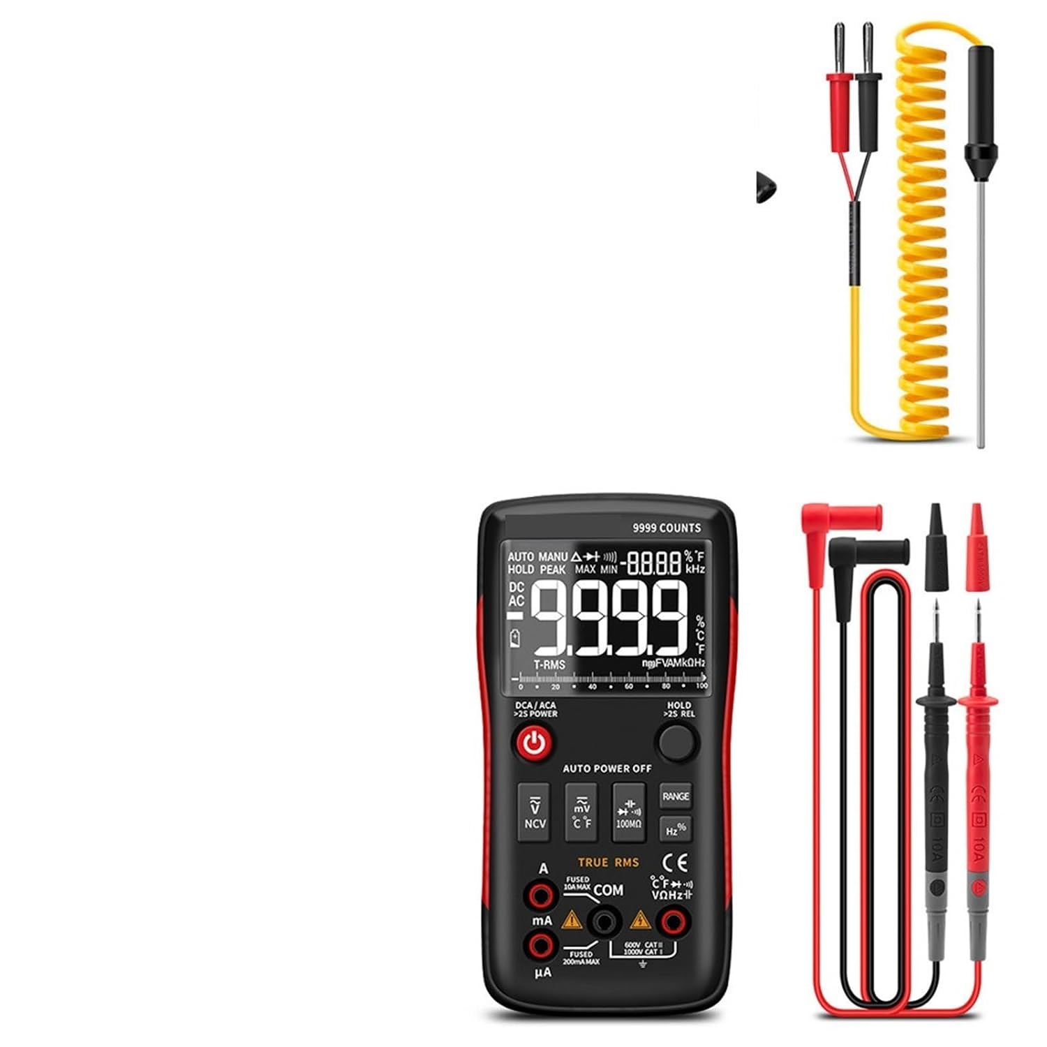 Q1 Digital Multimeter 9999 Analog Tester True RMS Professional Multimetro DIY Transistor Capacitor NCV Testers Meter(Q1 Red)