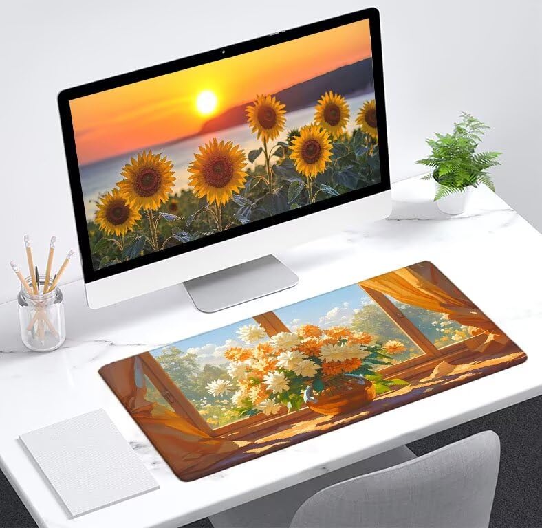 Mouse pad grande gaming de 800x400 mm para PC de escritorio con base de goma protectora 2