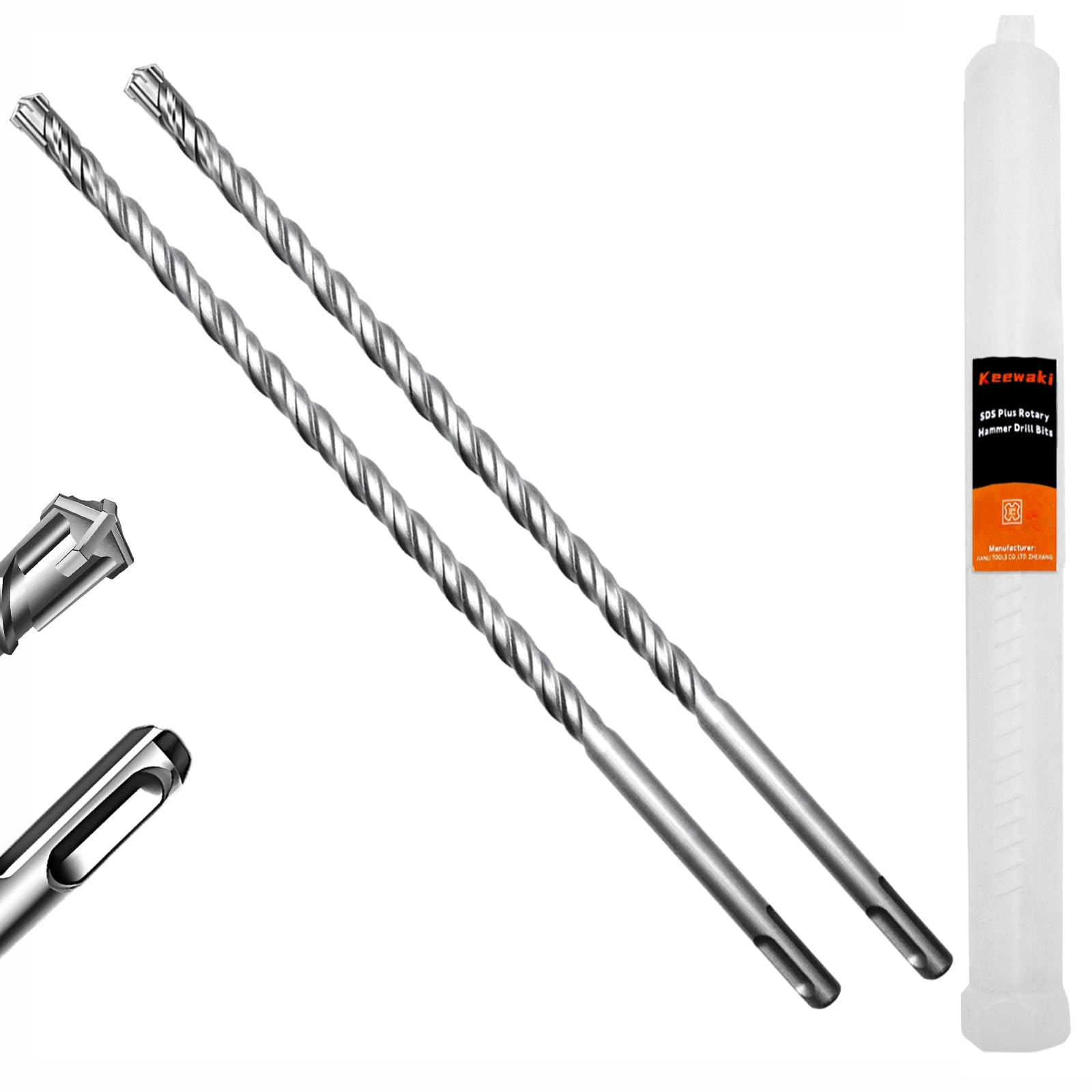 Keewaki 2-Piece 12mm x 310mm SDS Plus Rotary Hammer Drill Bits Set, Cross Carbide Tip, Heavy Duty Masonry Drill Bits for Concrete, Brick Hammer Drill Bits - Concrete Drill Bit Set โ image 1