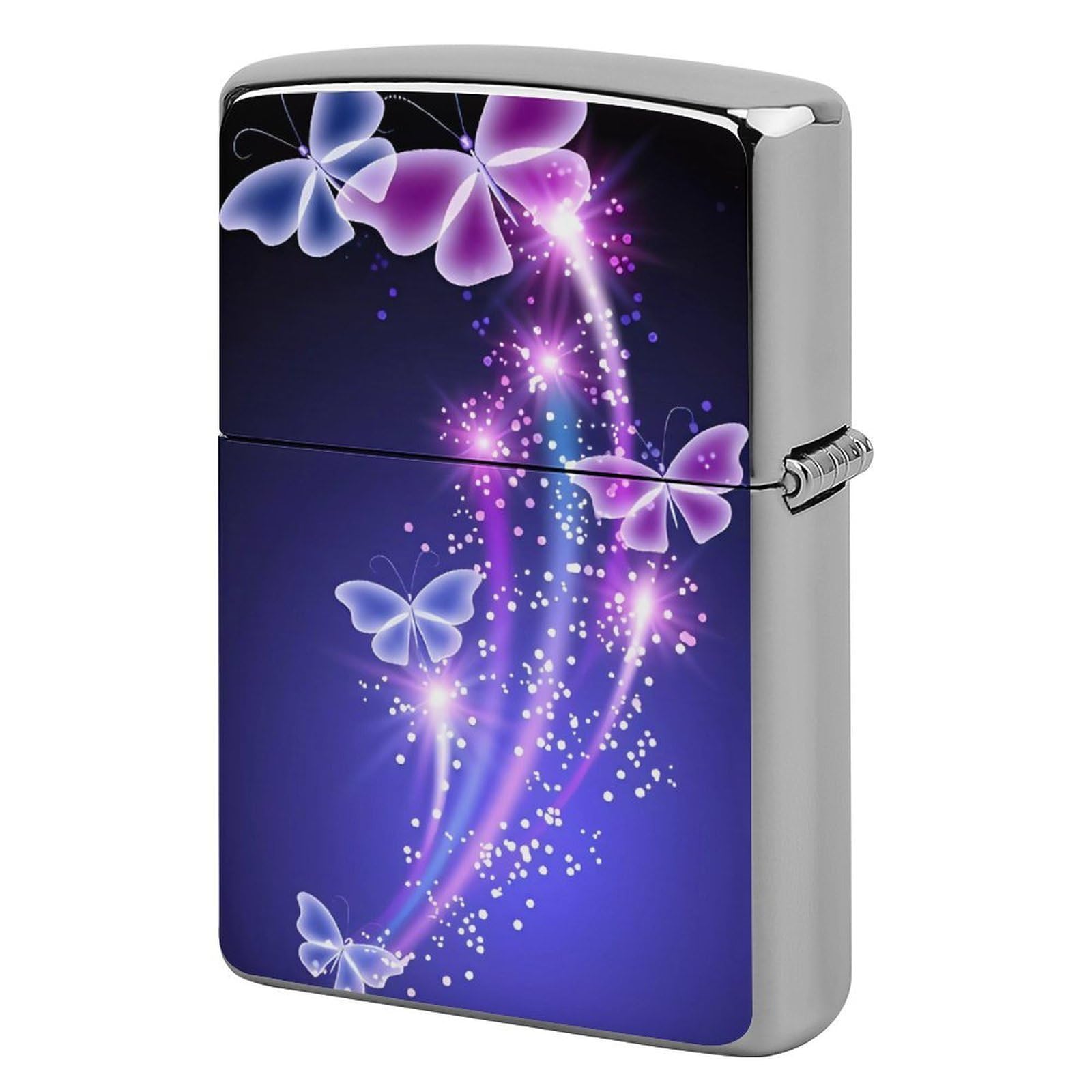 Cute Purple Butterfly Lighter Case Cover Vintage Metal Lighter Sleeve Reusable Lighter Protective Cover Decorative Lighter Holder Birthday Gifts for Men Women