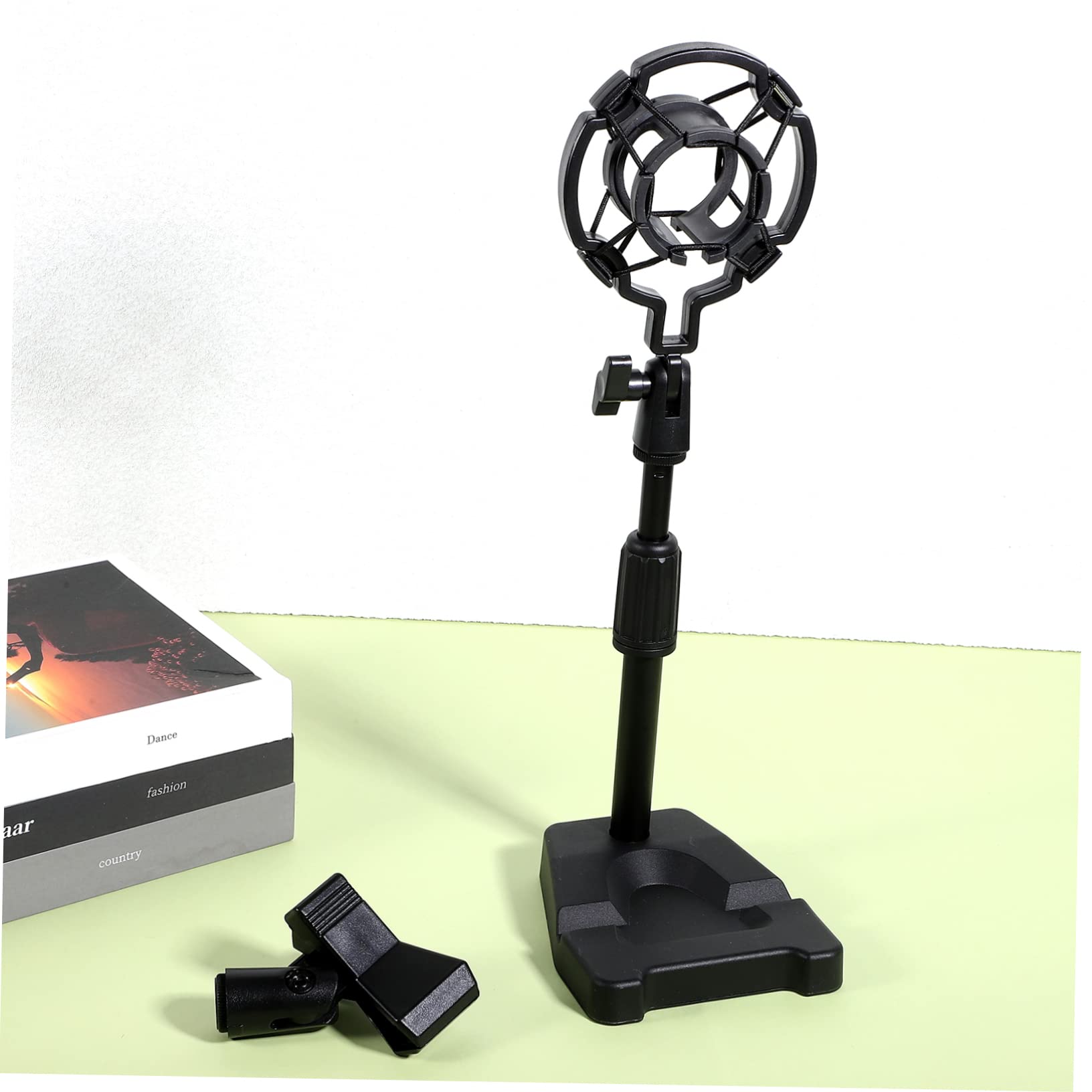 Abaodam Supporto per Microfono da Tavolo con Base Pesante e Clip, Braccio Regolabile in Metallo e Plastico con Assorbimento degli Urti per Giochi e Discorsi