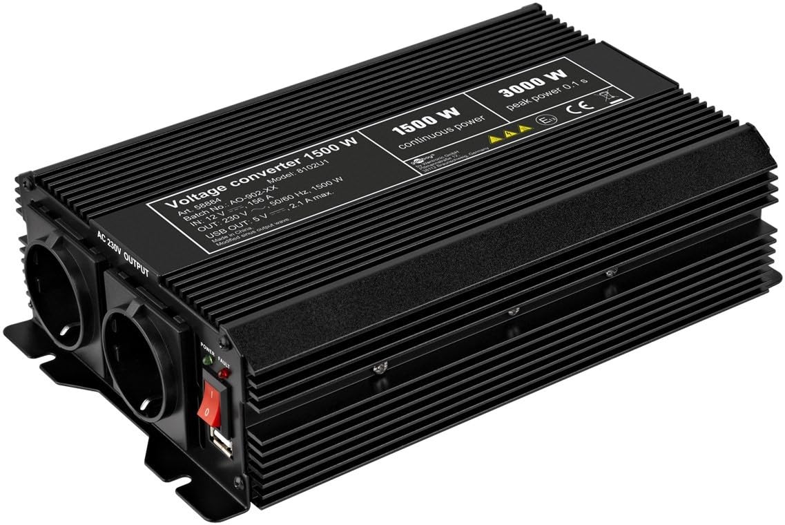 Goobay 58884 Spw It Falownik 1500W 12 V/Dc - 230 V/Ac, 5 V/Dc