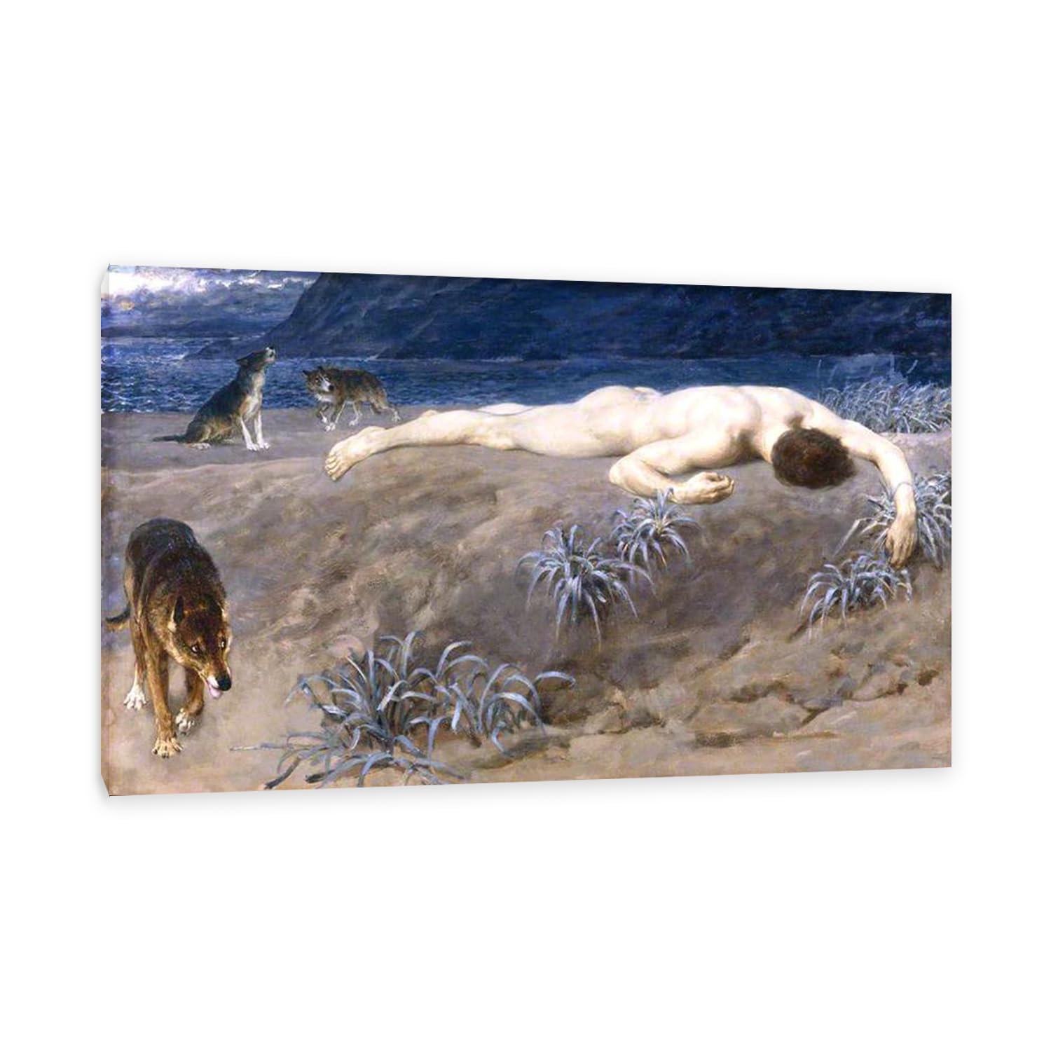 Hau3sh3a Unframed Briton Riviere Wall Art Famous Painting Reproductions Dead Hector Classic Art Prints Briton Riviere Wall Decor For Living Room Bedroom Home Decor 70X110cm(28X43in) Frame