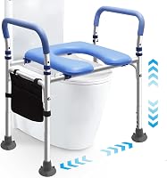 CISSIYOG Magasított WC-ülőke karfával, állítható magasság és szélesség, 150 kg-ig, kék 1