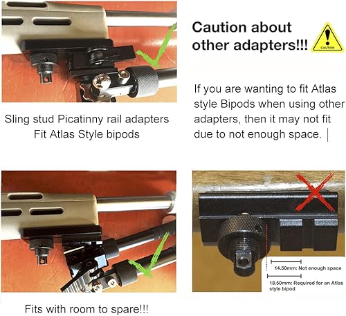 Miniatura 4 de HUNTPAL Adaptador de bípode giratorio para riel PicatinnyWeaver, 3 ranuras de aluminio 1913 para riel de fotos 1913, accesorio de montaje de placa