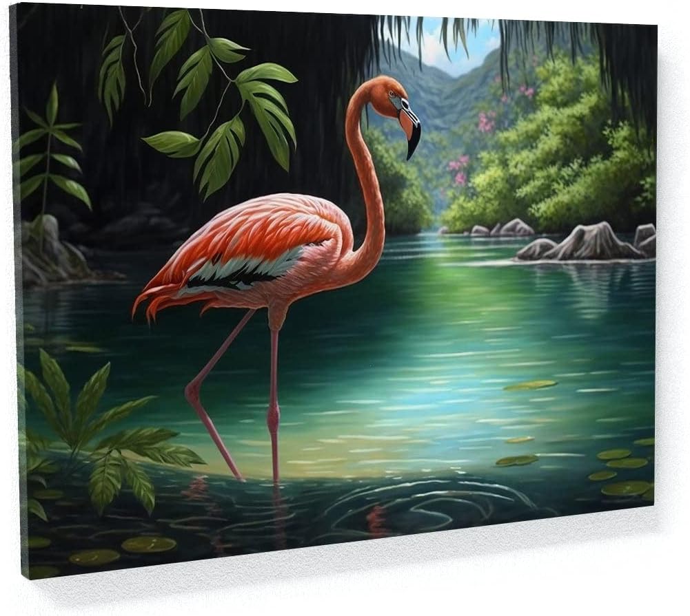 Flamingo Realistic Scene 11 Canvas Art - Home Decor Wall Art