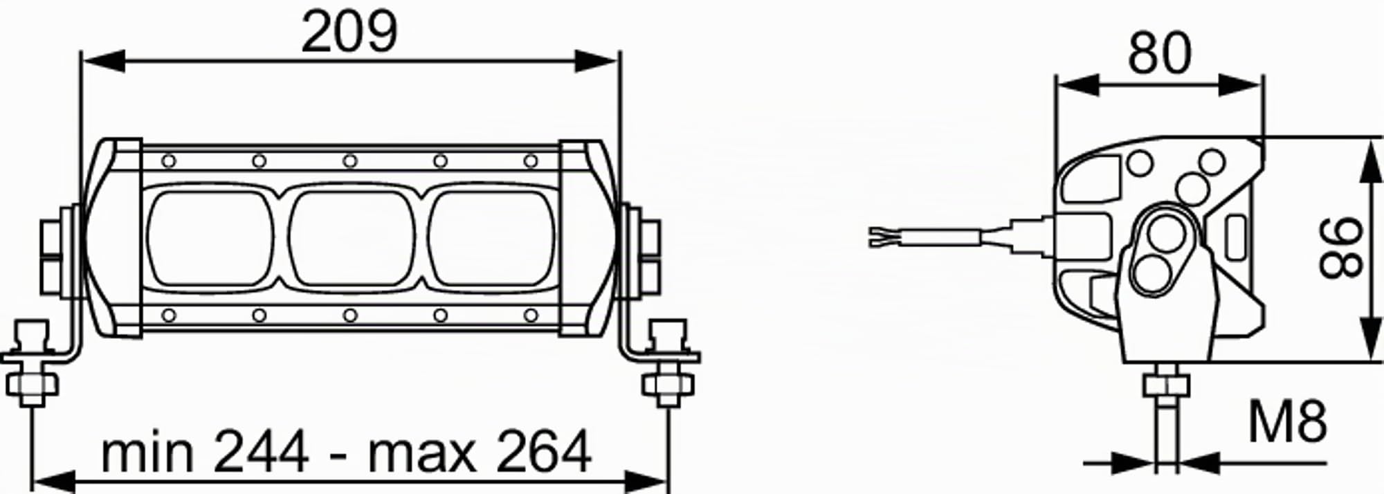 HELLA 1GE 360 000-002 LED-Projecteur De Travail - Lightbar Lbx-220 - 12/24V