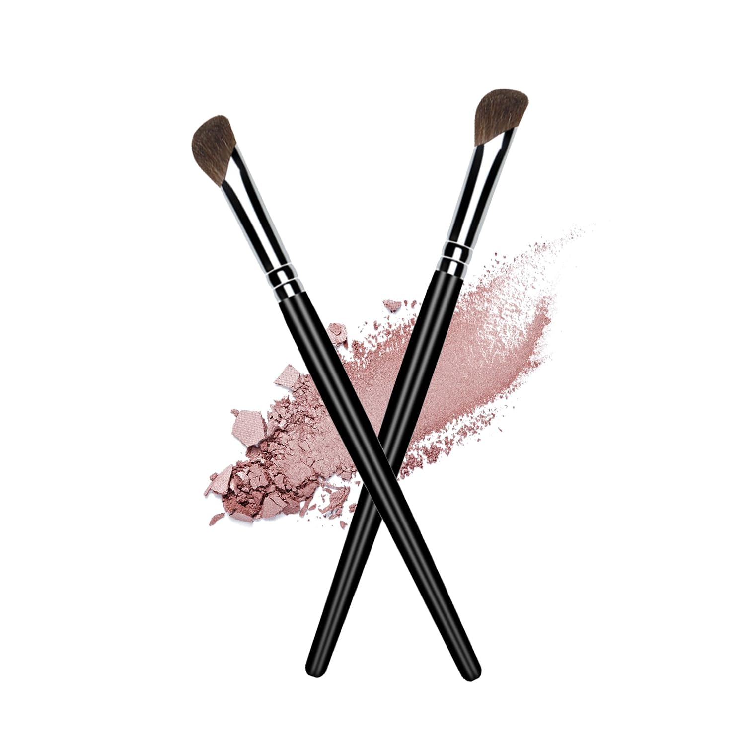 Ksvsonrvi Eyeshadow Brush, 2PCS Sickle Shape Soft Pony Hair Shading Nosal Shadow Brush Set, Black Wooden Handle