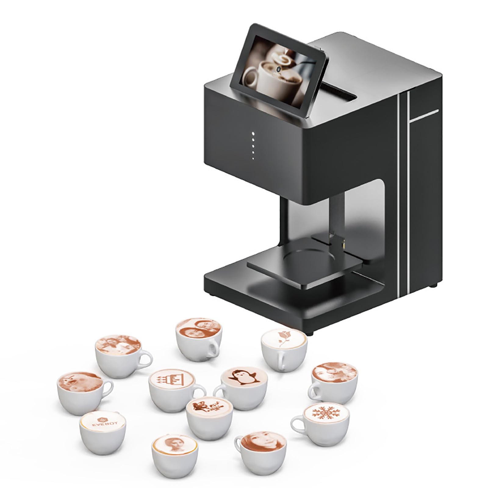 CEVIZ Food-grade Coffee Latte Machine, Automatic Bean To Cup Coffee Machine, 3D Art Printer Digital Inkjet, WIFI Photo Printing Touch Screen Display, DIY Decoration Maker, for Coffee Shop Black