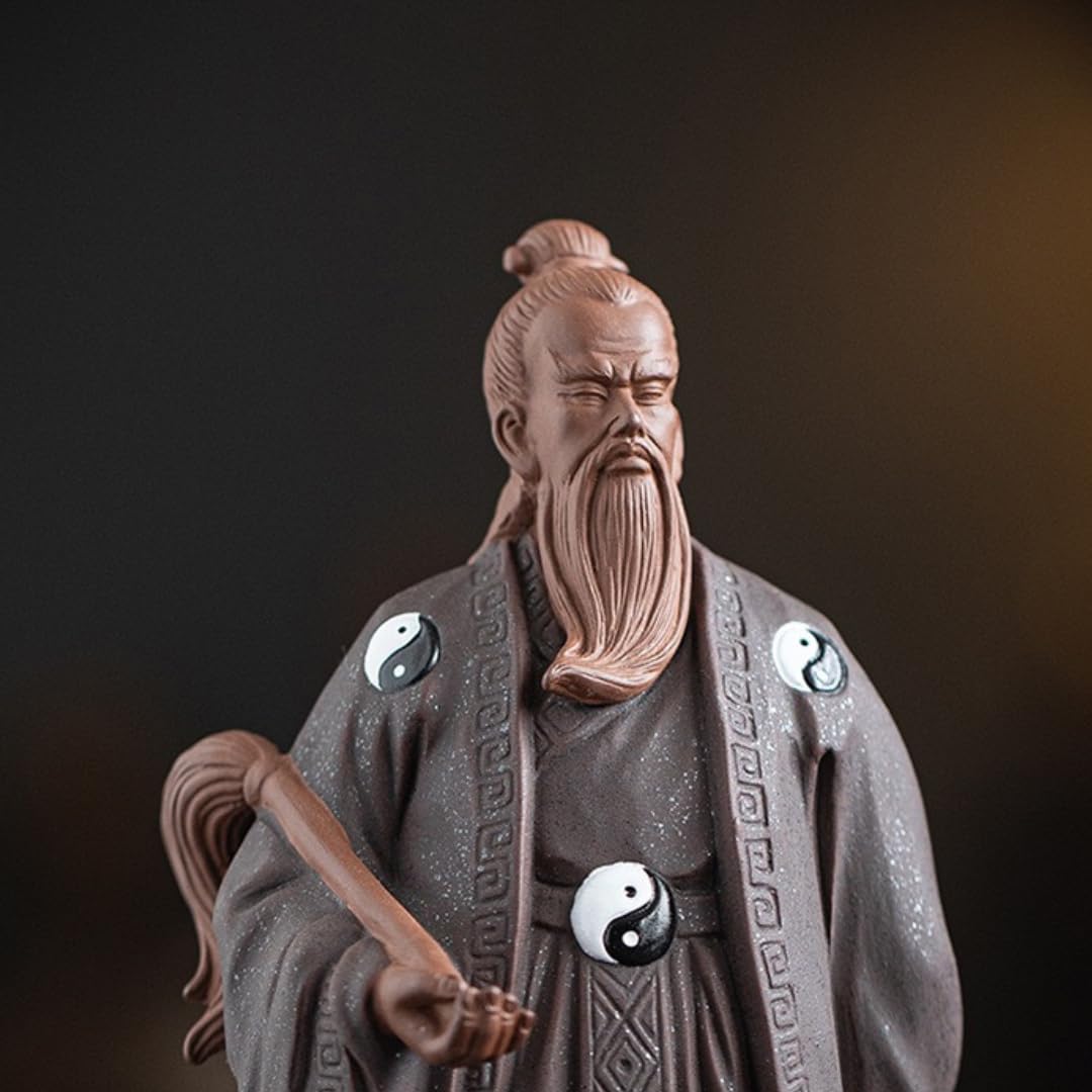 Figuras maestras de Tai Chi de arcilla morada china inspiradas en el zen, estatuas taoístas legendarias de Zhang Sanfeng, esculturas de adorno de Feng Shui hechas a mano para decoración del hogar y la