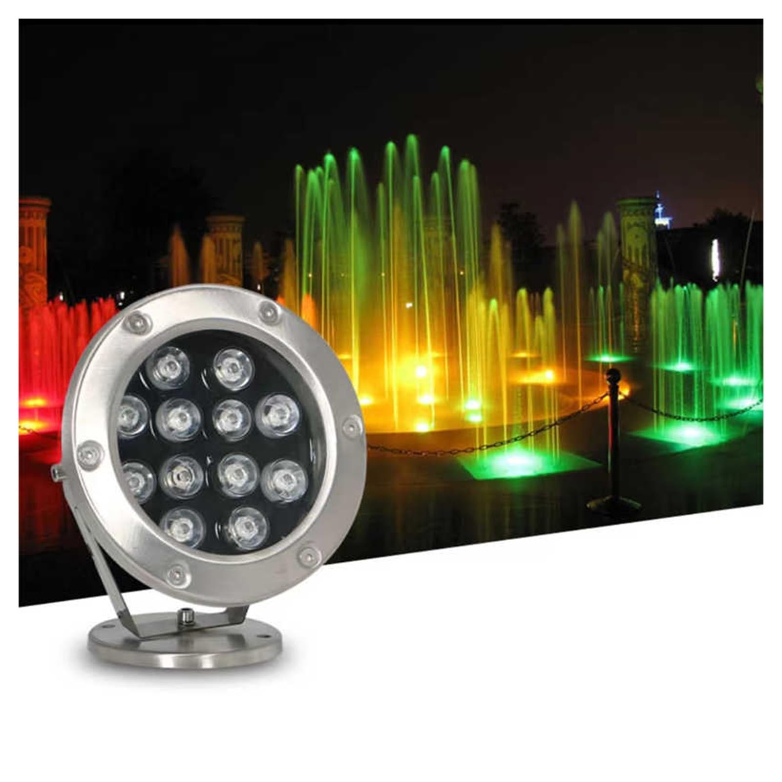 Podwodne lampy LED do oczka wodnego, wodoszczelne IP68, 12 V, niskonapięciowe oświetlenie basenu, do użytku na zewnątrz, do parków, wodospadów, basenów (zielone, 18 W)