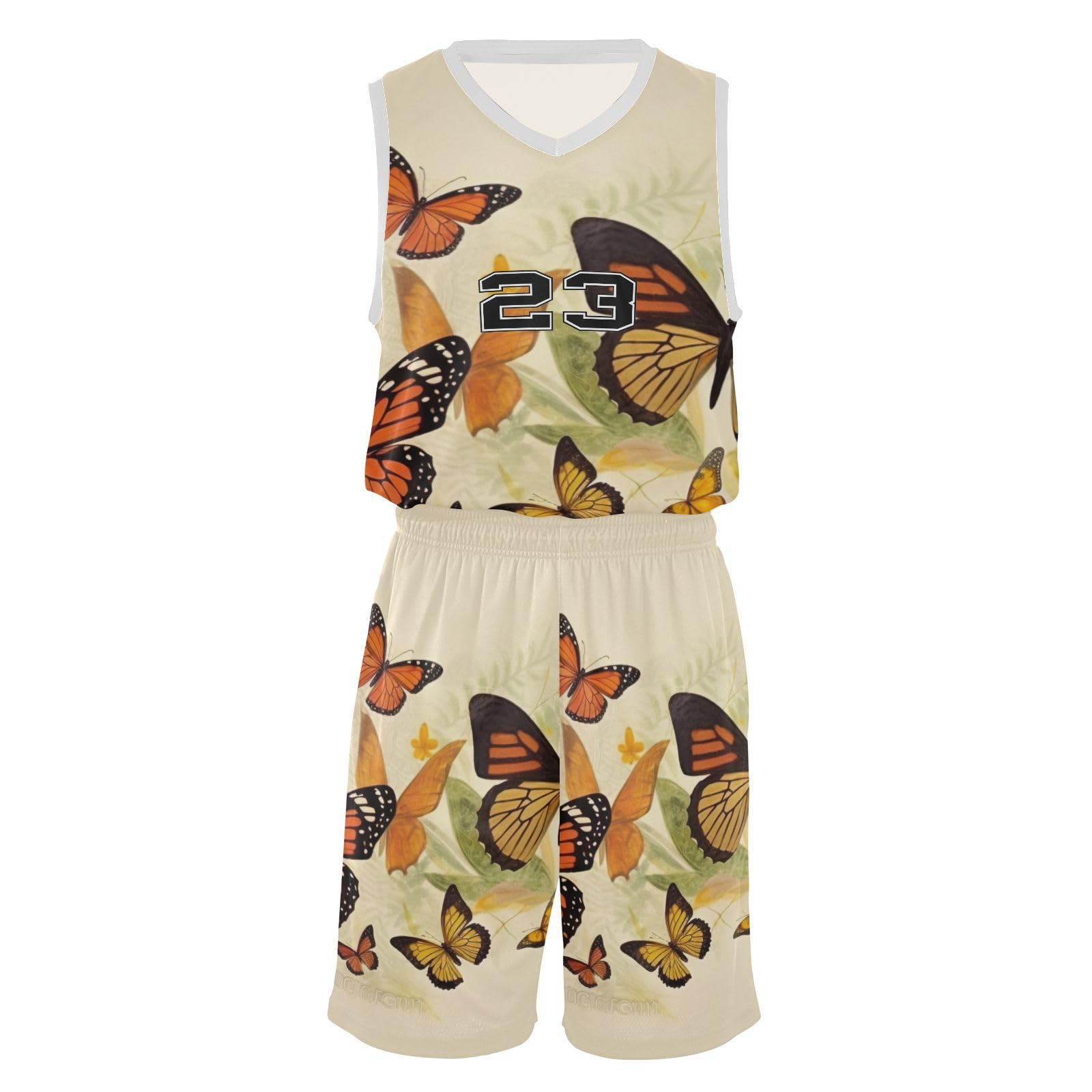 FLildon Butterfly Flower Boys Basketball Jersey Set Tank Top Shorts Tracksuit Sport Training Suit for Kids, S