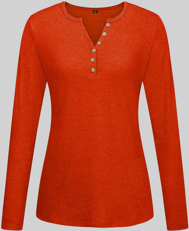 Image of Women's Regular Fit Pure Cotton Top - Elegant V-Neck with Mandarin Collar, Button-Front Design, Full Sleeves, Soft & Breathable Fabric for Stylish Casual Wear