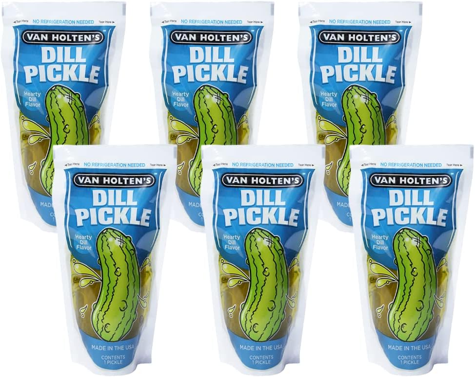 Van Holten's Pickles Lot de 6 cornichons Jumbo Dill dans une pochette