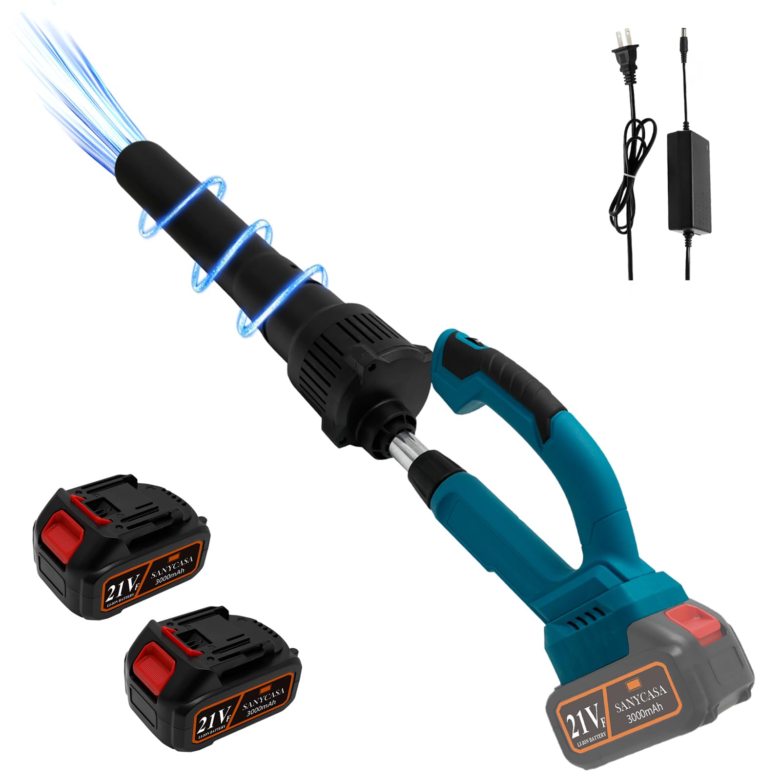 SANYCASALeaf Blower Cordless, Leaf Blower with 2 X 3.0Ah Batteries and Charger, 5 Speed Mode, Lightweight Battery Powered Cordless Leaf Blowers for Garage, Yard, and Patio, etc.