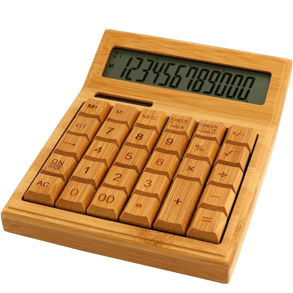 Ozlmbern Bamboo Calculator Solar Calculator Creative Computer With Voice Bamboo Calculator Bamboo Wood Wooden