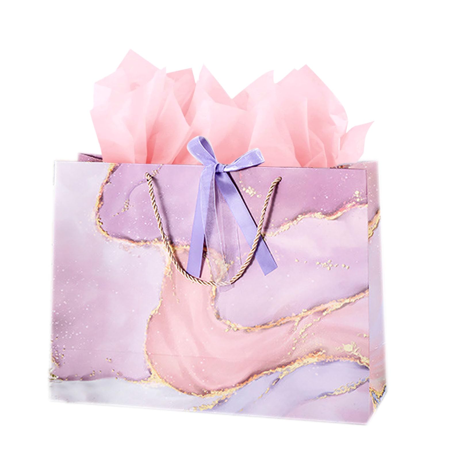 YYaaloa 13.8" Large Purple and Red Gift Bag Set with Greeting Card and 2 Tissue Paper Present Bags for Christmas Women's Birthday, Girls Party,