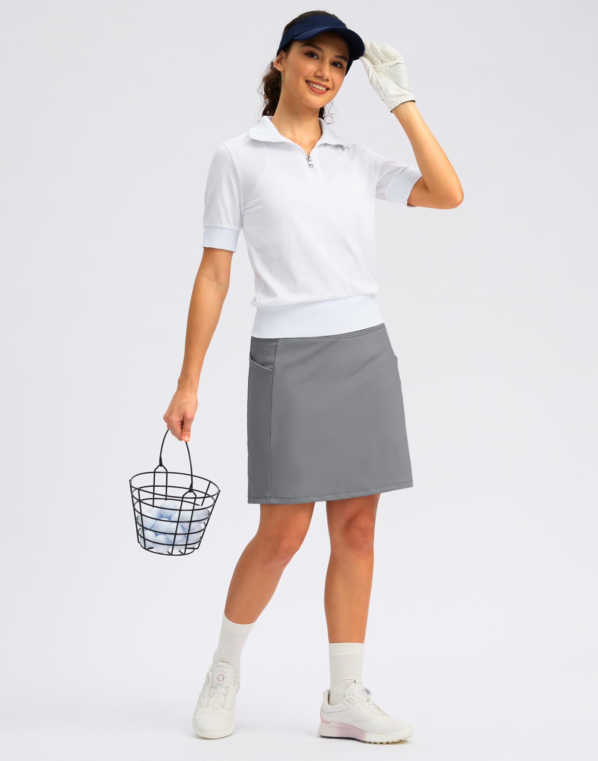 SANTINY Jupe-short de golf pour femme avec 4 poches taille haute de 45,7 cm