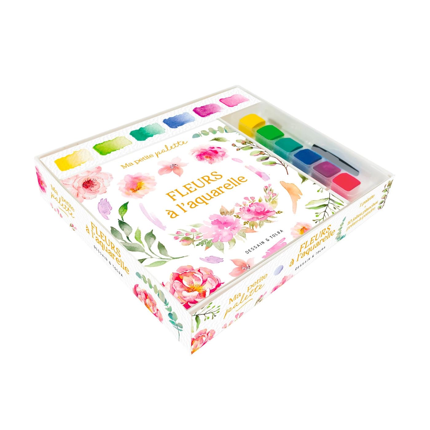 Ma p'tite palette : fleurs: Coffret avec 1 palette, 10 planches prêtes-à-peindre et 1 pinceau