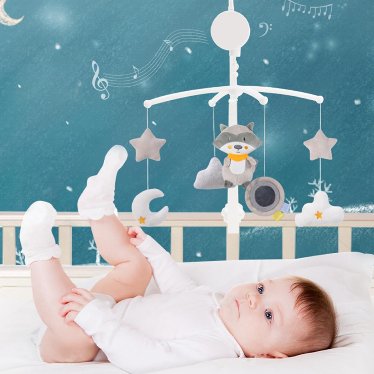 Móvil Musical Giratorio para Cuna, Decoración Infantil sin Batería
