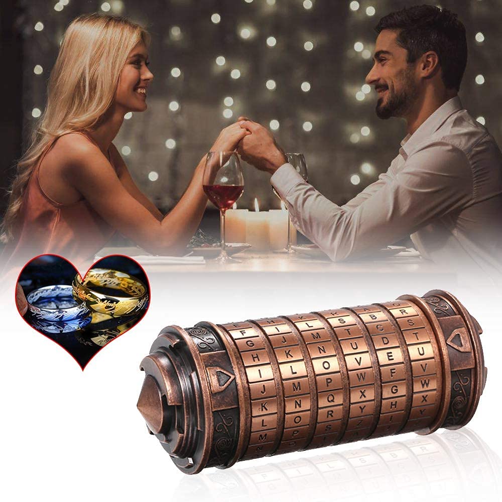 Da Vinci Code Mini Cryptex idee cadeau st saint valentin homme femme Maman Original avec Deux Anneaux Saint Valentin Jeux Cool idee Rigolo Secret Cadeau Noel Couple Copine Maman Papa