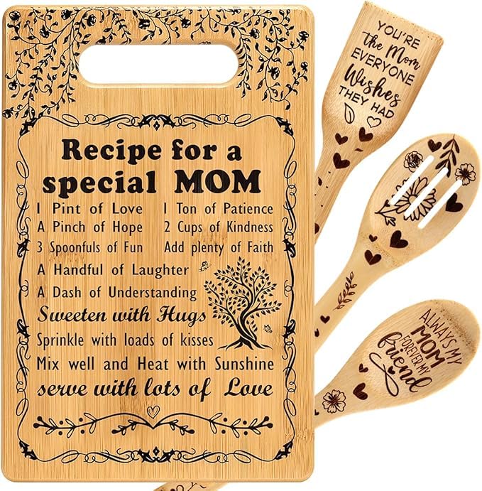 Mothers Day Mom Gifts for Mom Birthday Easter Gifts from Daughter Son, I Love Best Mom Ever New Single Moms Cool Christmas Valentines Present from Daughter Cutting Boards Unique Mom Gift