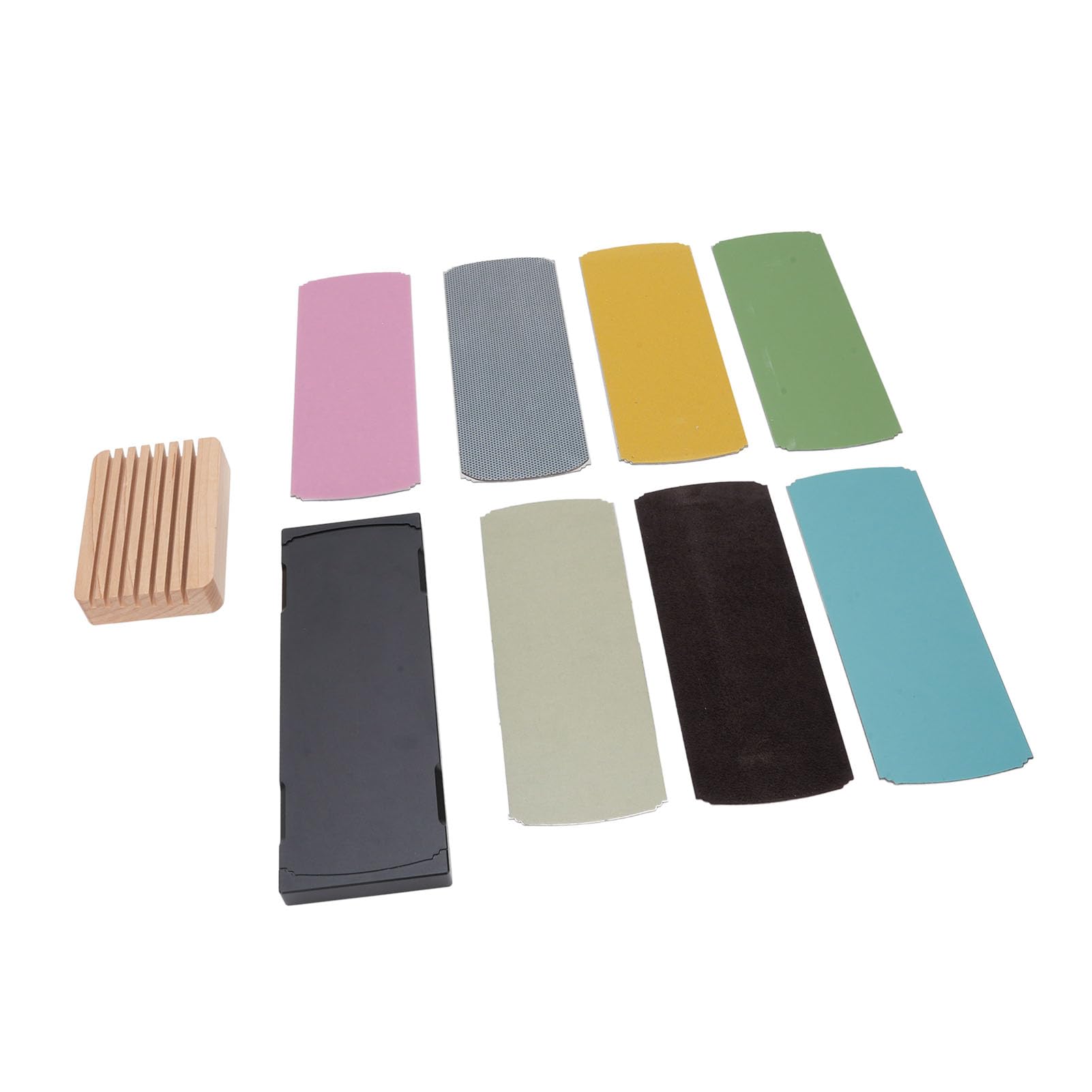 Zerodis Foglio per Affilare Lame in Pelle, Kit per Affilare Pietra per da 7 Pezzi, Affilatore Diamantato per Lucidatura a Specchio Grana 8000, Elevata planarità 0,015 Mm per Chef di Cucina e Cuochi