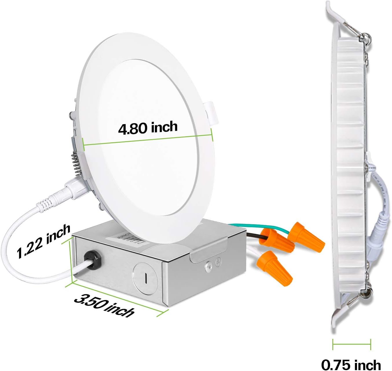 Up To 50% OFF hykolity 12 Pack 4 Inch 5CCT LED Recessed Ceiling Light W/ Junction Box, 2700K-5000K Color Temperature Selectable, CRI90, 10.5W=80W, 850lm, Dimmable Ultra-Thin Recessed Lighting Can-Killer Downlight Hot Deals hykolity 12 Pack 4 Inch 5CCT LED Recessed Ceiling Light W/ Junction Box, 2700K-5000K Color Temperature Selectable, CRI90, 10.5W=80W, 850lm, Dimmable Ultra-Thin Recessed Lighting Can-Killer Downlight