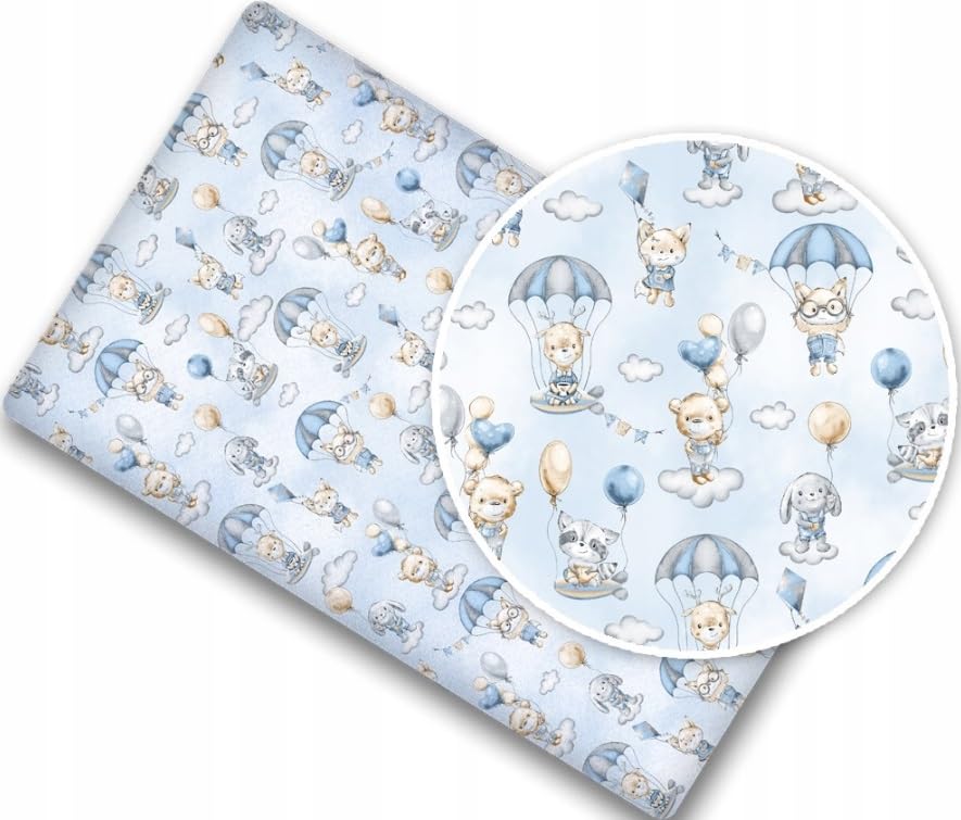 BABYMAM 120x60cm Fitted Sheet 100% Cotton for Baby Cot Walk in the Clouds