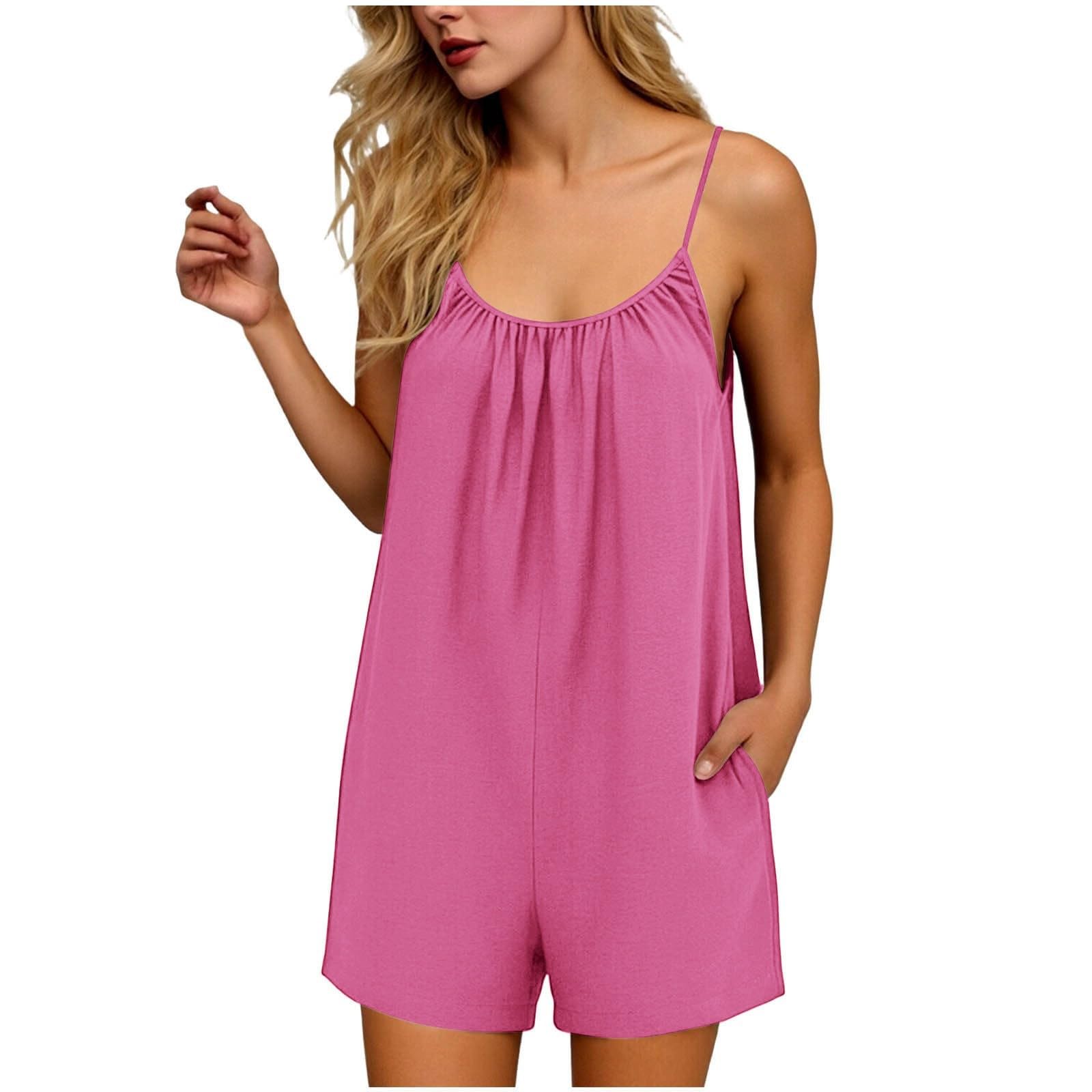 Combinaison d'été courte pour femme avec bretelles spaghetti et dos nu