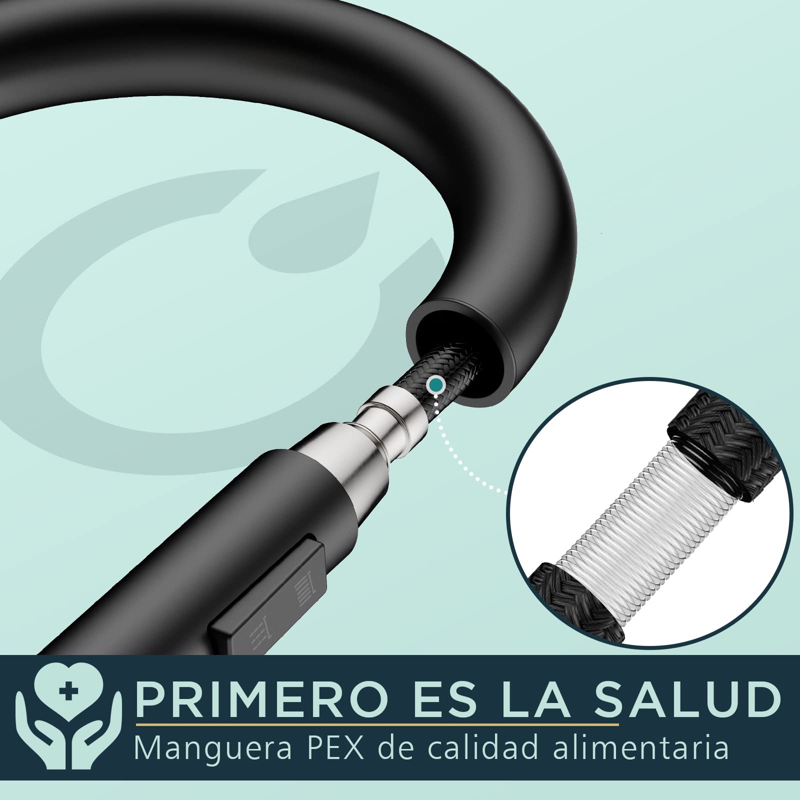 FORIOUS Grifo Cocina Extraible Negro, Grifo Cocina Fregadero con 2 Modos Giratorio a 360° Torneira Cozinha Monomando Flexible, Agua Frío y Calor Disponibles