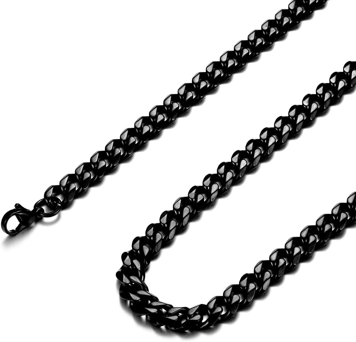 jonline24h Mens Womens Stainless Steel Necklace Link Chain 18-30inches, Black, 6.5mm