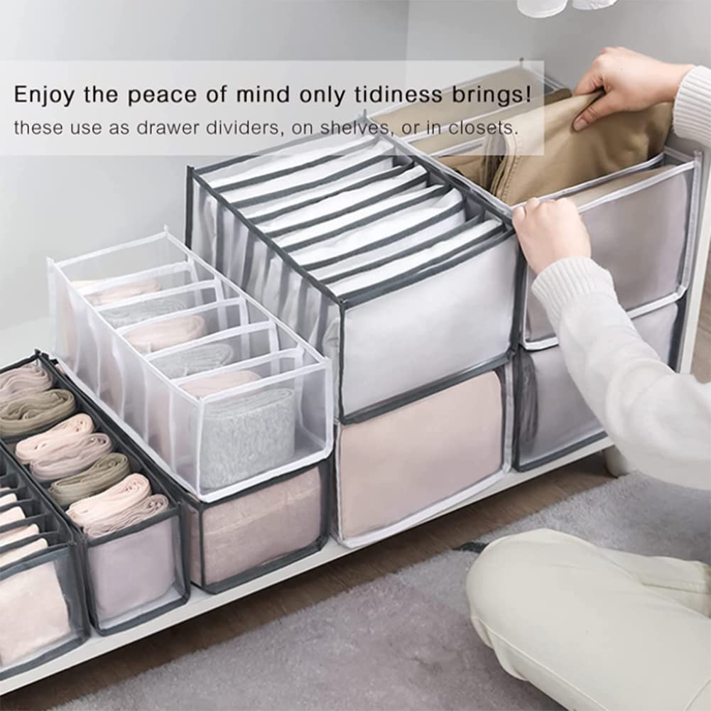 Organizador de ropa plegable para camisetas, lavable, apilable, almacenamiento de ropa de malla, solución de almacenamiento de ropa para armario limpio (02)