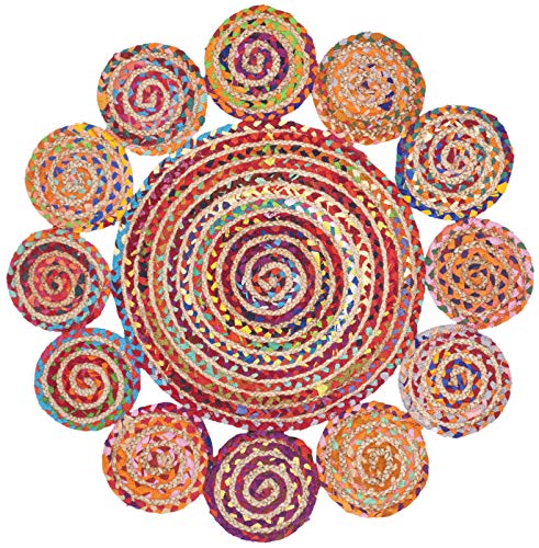 Tapete redondo 3' SAFAVIEH Cape Cod rojo/multicolor miniatura 2