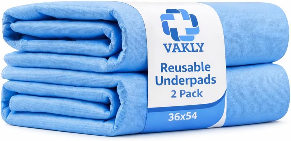 Vakly Washable Underpads 36 x 54 in (8 Pack) – Reusable Waterproof Incontinence Bed Pads with 4-Layer Protection, Heavy Absorbent Mattress Protector for Adults, Seniors, Kids & Pets