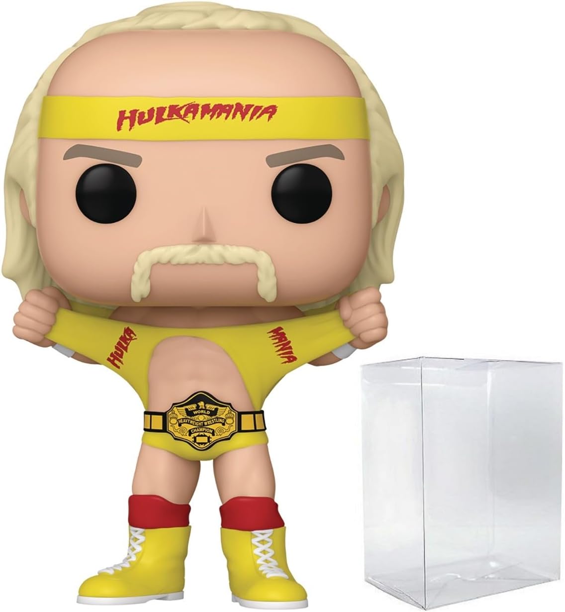 POP Funko WWE: Hulk Hogan Hulkamania with Belt Vinyl Figure (Bundled with Compatible Box Protector Case), Multicolor, 3.75 Inches