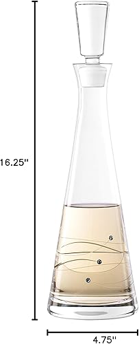 Miniatura 8 de Barski - Vidrio hecho a mano - Sparkle - Decantador de vino alto - Decorado con diamantes de cristal reales - 33 oz - Hecho en Europa