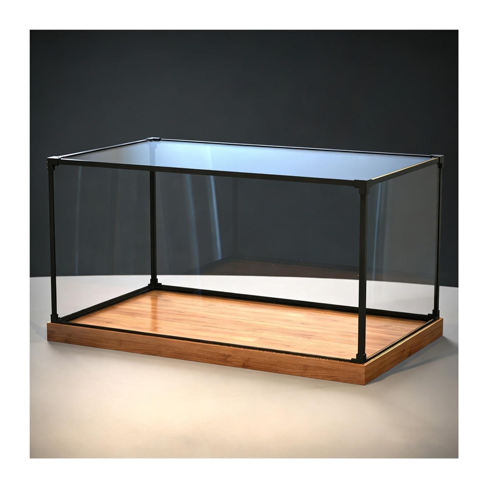 Clear Plastic Showcase, Clear Acrylic Display Case with Wood Base, Multiple Sizes for Ornament, Trophy, Figure(15x15x15cm (6x6x6in))