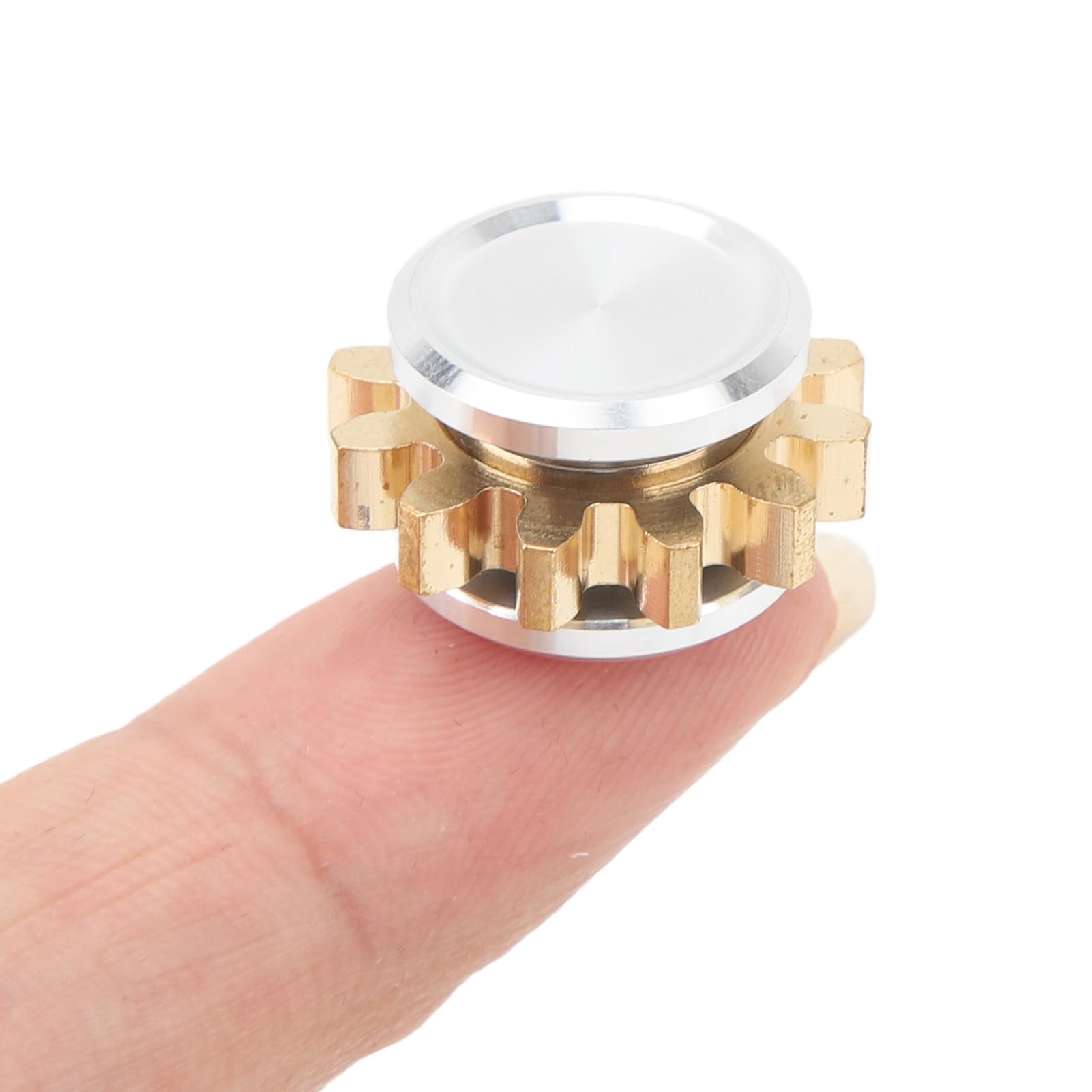 JTLB Brass Gear Toy, Stress Relief Fidget for Anxiety, ADD, ADHD, with Deep Thought, Meditation, Ideal for Children's, Great for Waiting in Lines (Silver)