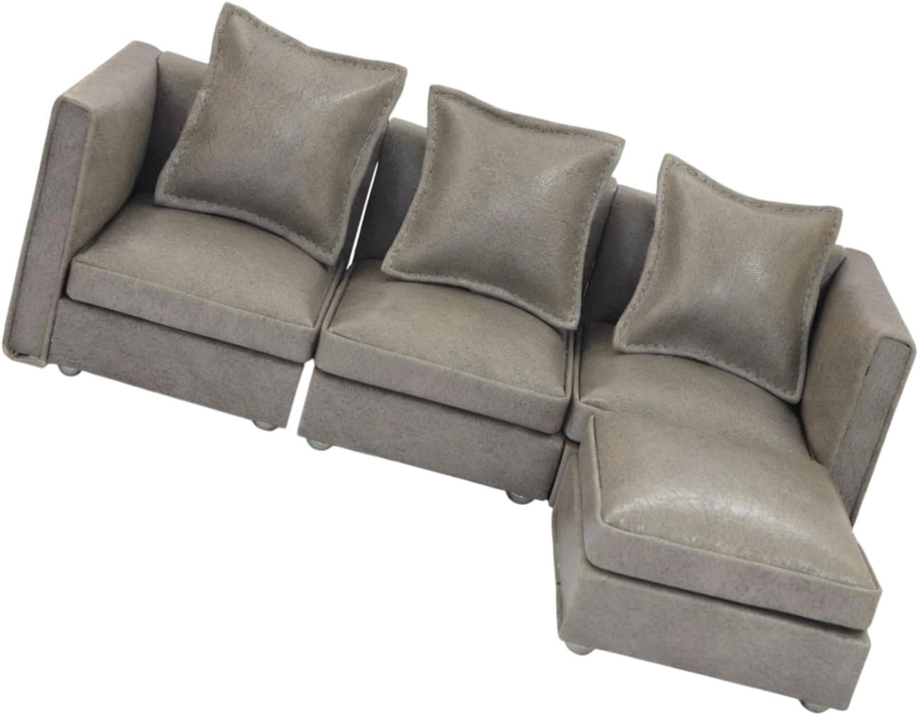 1 1/12 Scale Sofa Set with Washable Fabric, Wooden Base Realistic Living Room Decor for Creative Play Accessories Miniature Sofa Set Wood Fabric Doll Furniture