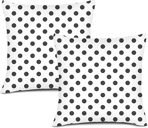 Funda de almohada de lino retro dos paquetes diseño redondo minimalista de puntos grandes funda de cojín cuadrada para sofá dormitorio sala de estar